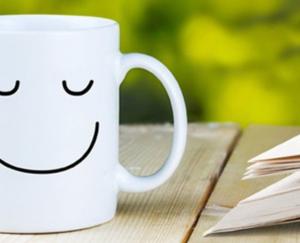 Reading for wellbeing mug and book