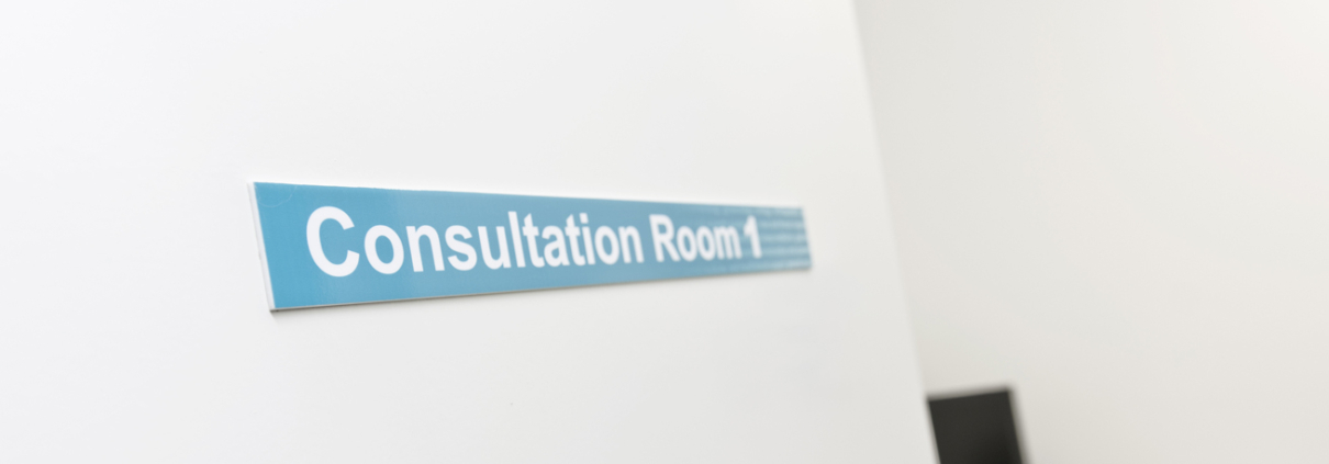 Consulting Room sign in GP surgery