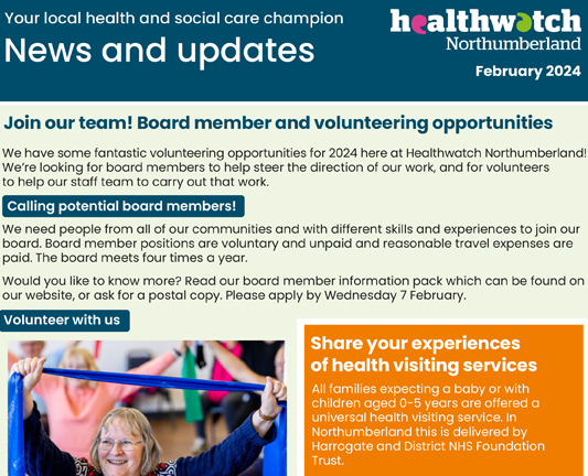 Healthwatch Northumberland newsletter February 2024
